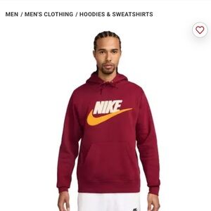 Nike Men's Club Fleece Pullover Hoodie-Burgundy Sz M
